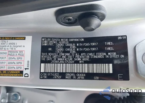 2020 Toyota 4Runner Sr5 Premium from USA, damaged, VIN JTEBU5JR6L5753669